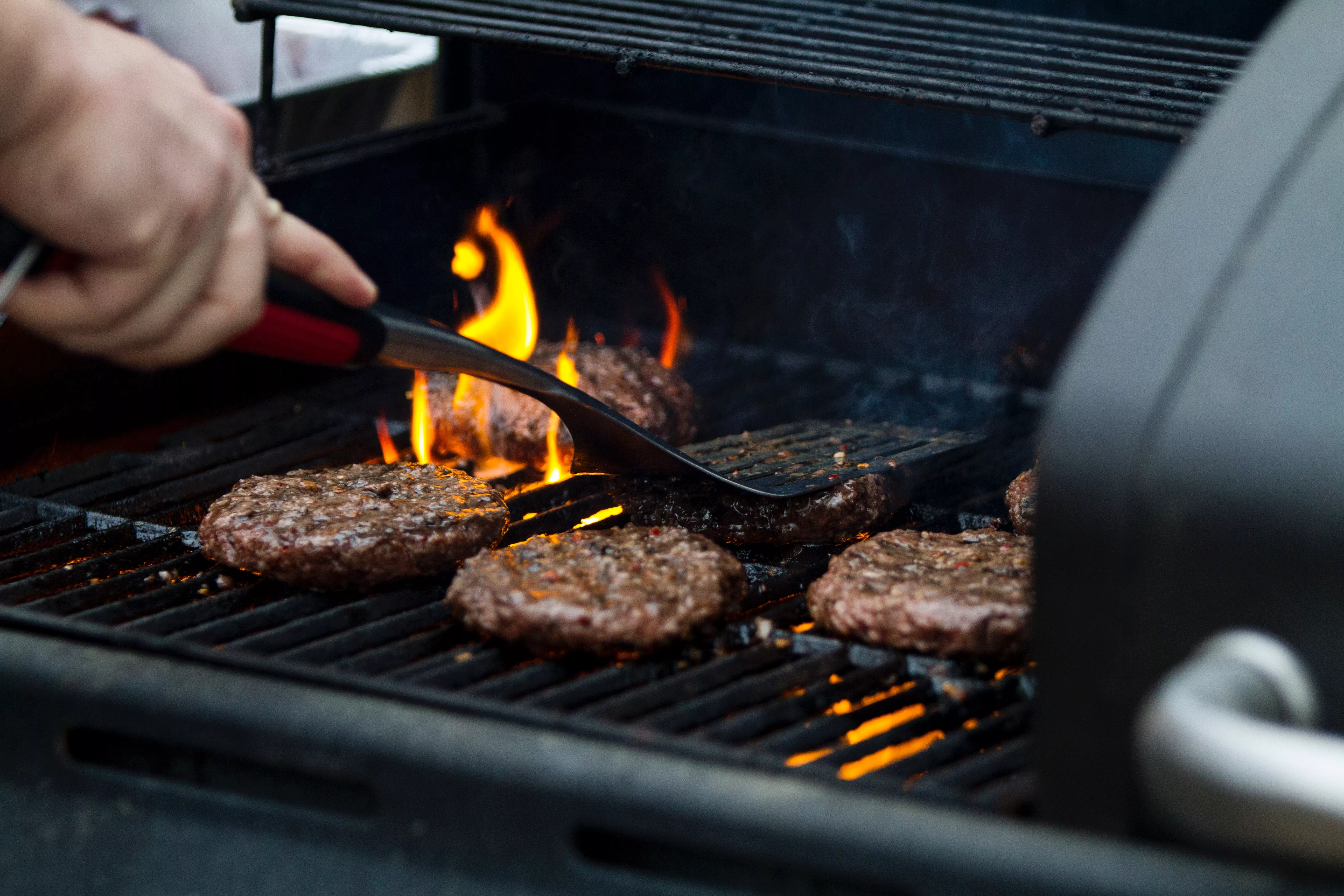 burgers on a grill