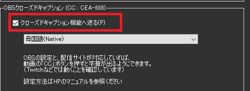 24-クローズドキャプションにチェック