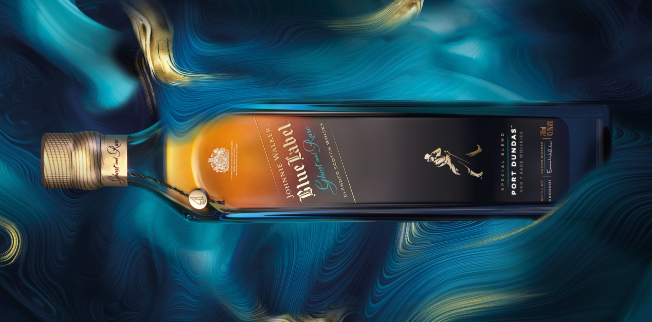 Johnnie Walker Blue Label Ghost & Rare Port Dundas bottle, horizontal