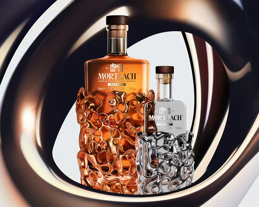 Mortlach 50 Year Old bottle shot with an open packaging