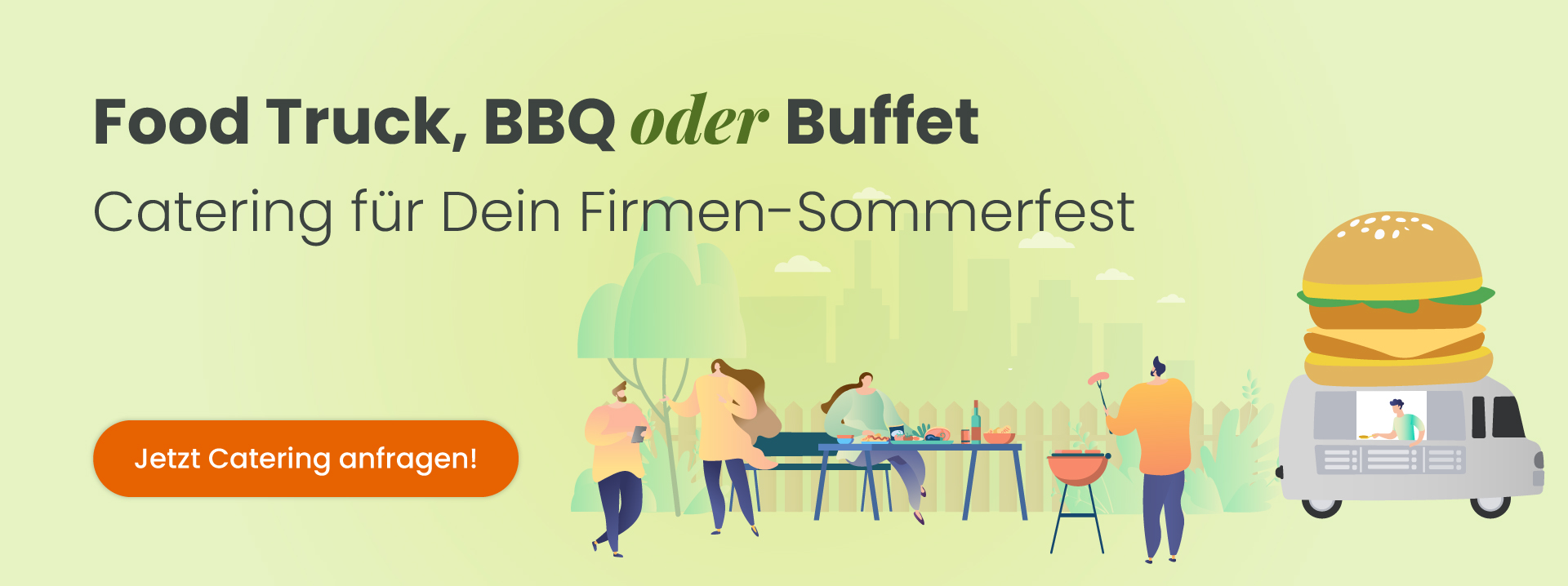 Catering Sommerfest Foodtruck, Barbecue oder Buffet (illustration)