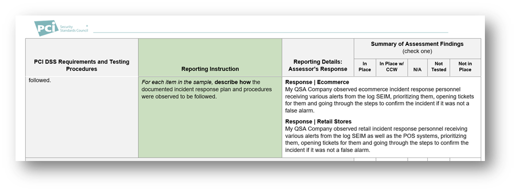 Responses in Report