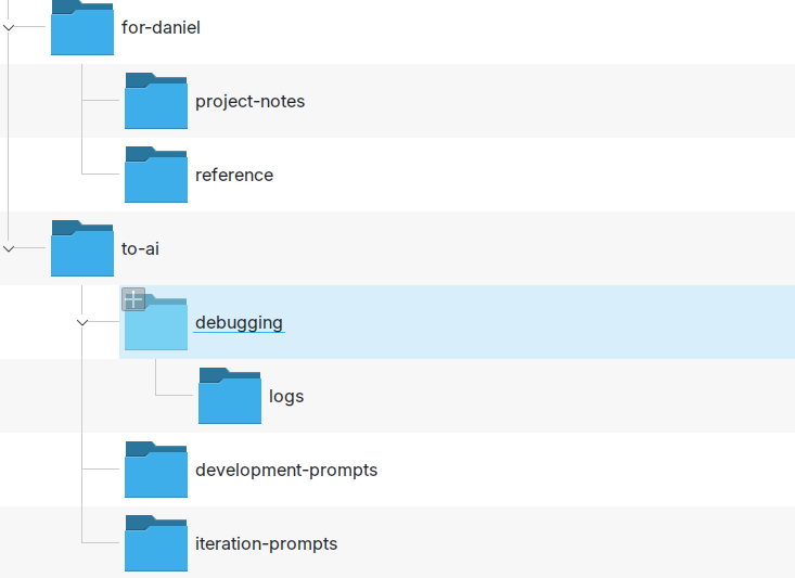 Basic folder scaffold for an AI human collaborative respository with separate folders for prompts, logs, and notes from AI. This provides a bidirectional communication interface beyond the CLI or sidebar. Instructions can be written as markdown files, logs provided as logs (etc).