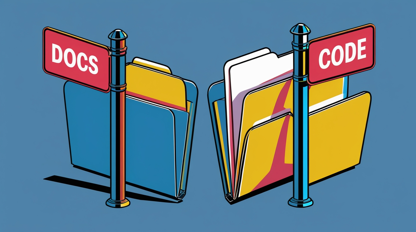 Keep your docs and code separated at the folder level if not at the repository level