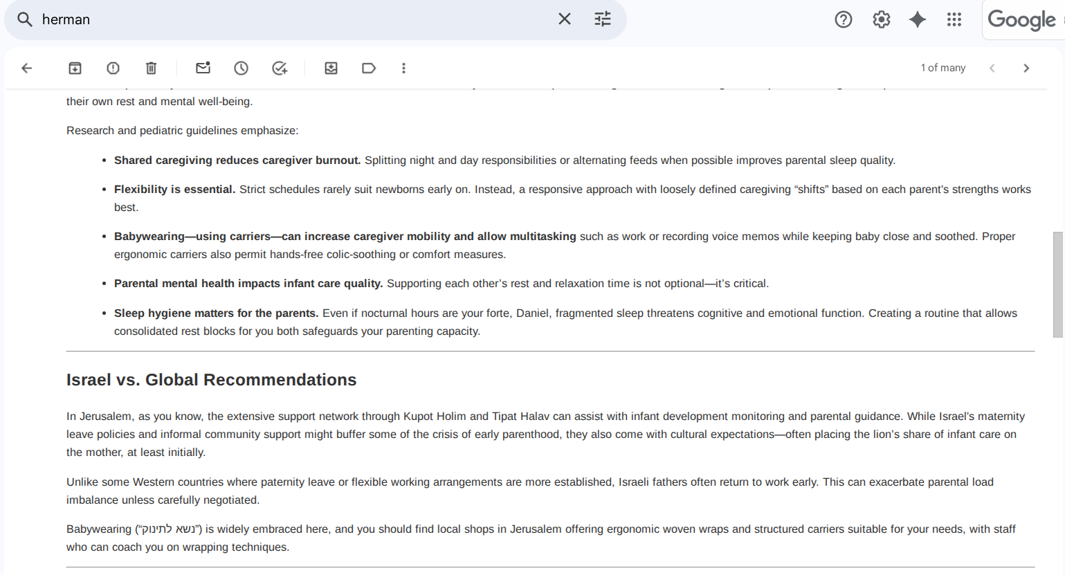 A formatted email gets delivered to Gmail