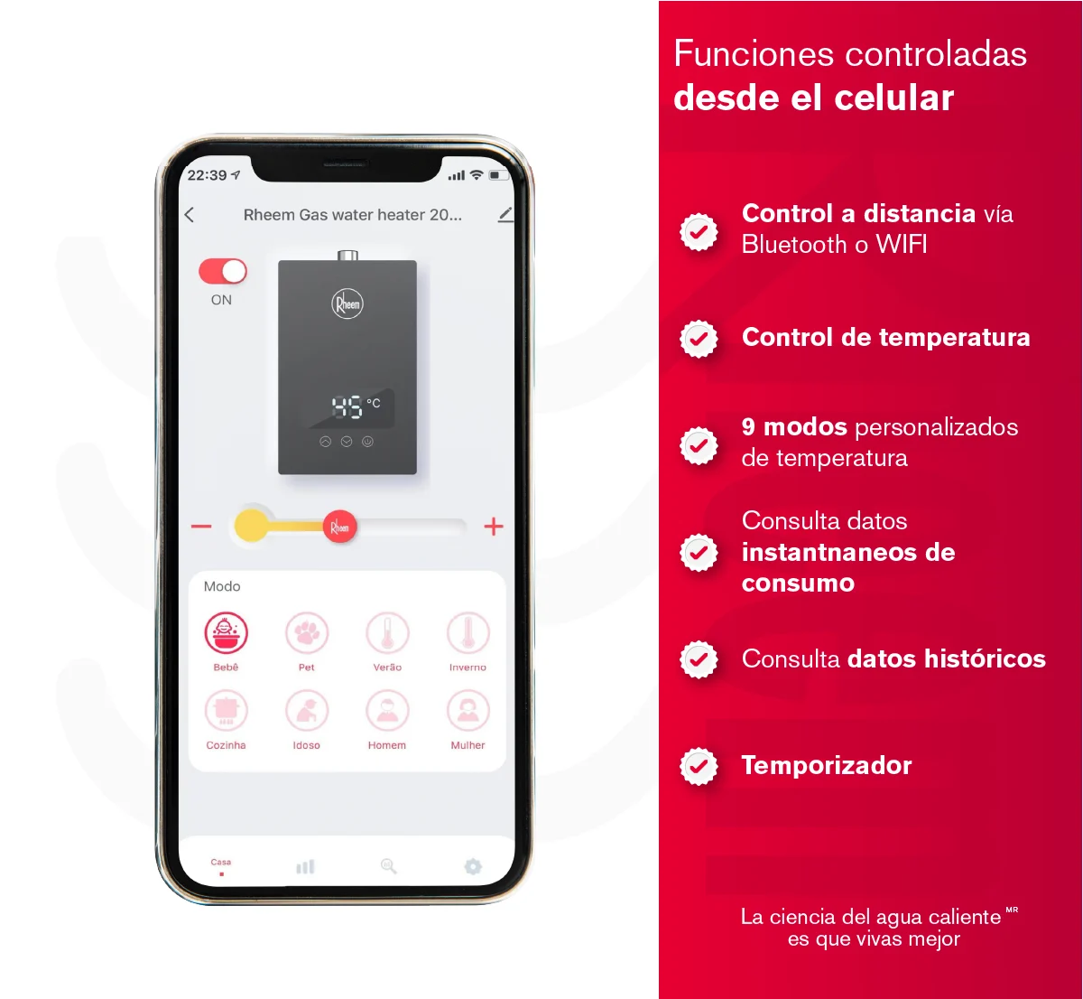 Control calentador Rheem desde celular