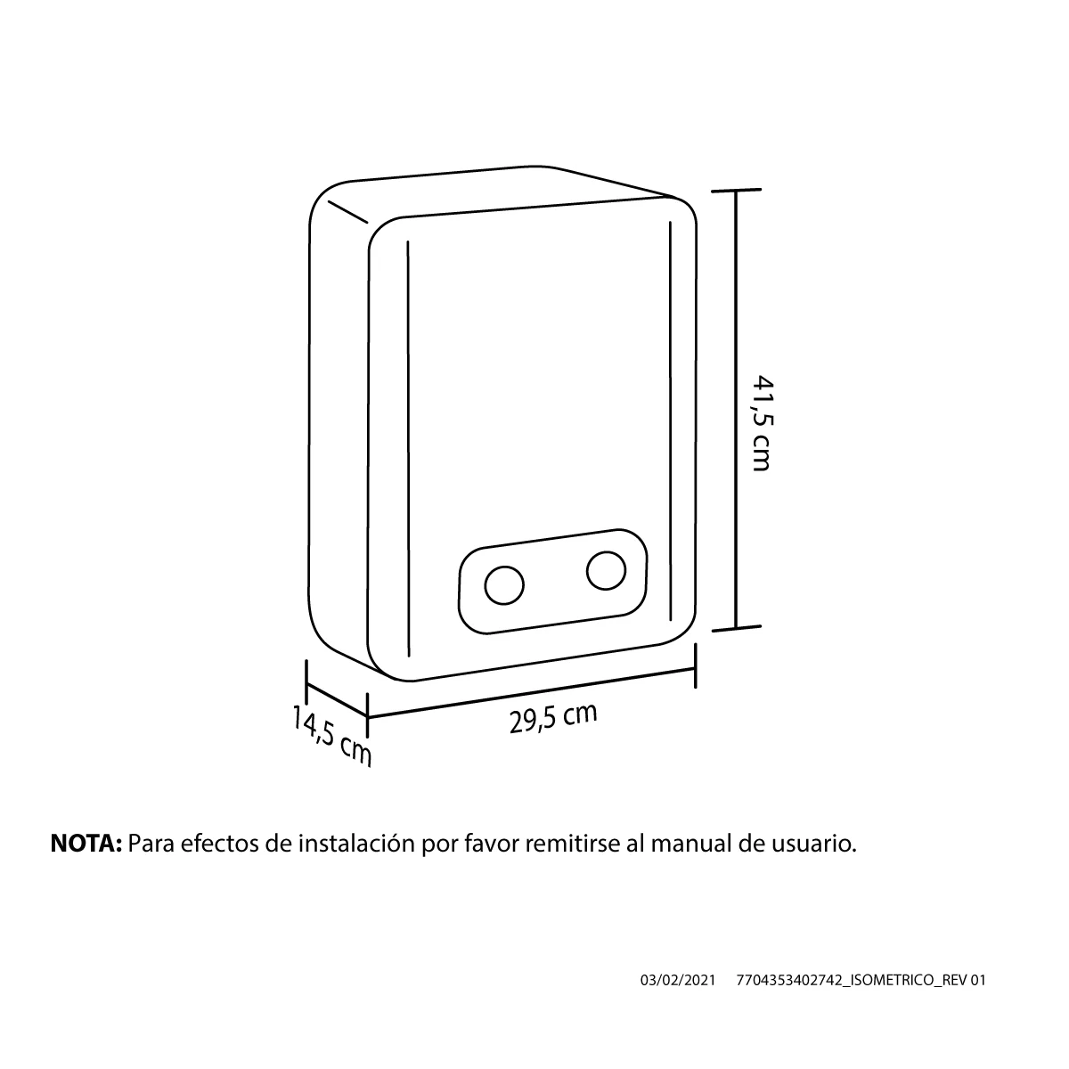Medidas calentador 5 litros 