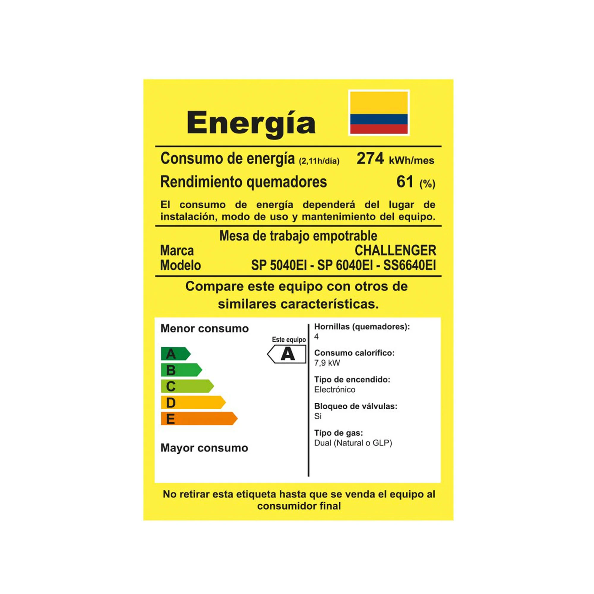Especificaciones estufa 59 cm acero