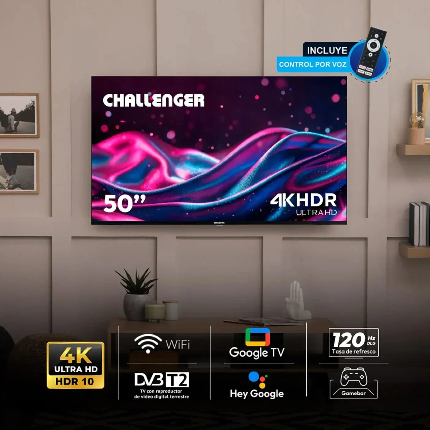 Televisor 50 Pulgadas Challenger Smart Tv 50TG2771 4K UHD LED Google