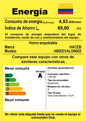 Alt text: Especificaciones horno para cocina integral