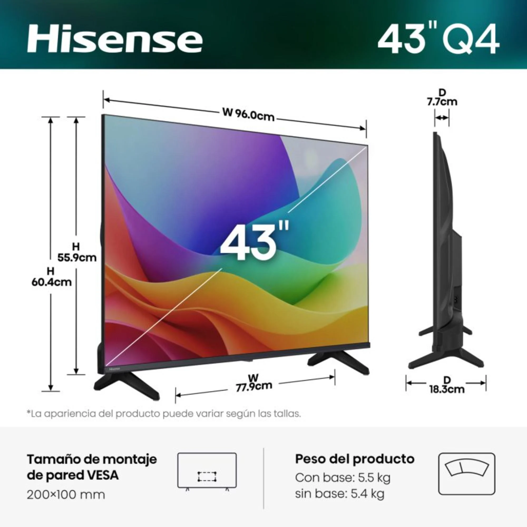 Televisor 43 Pulgadas Hisense Smart TV FHD 43Q4SV QLED