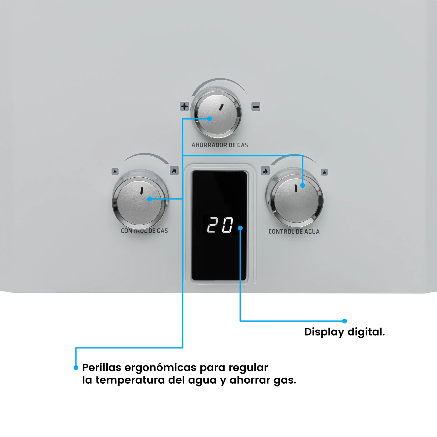 Calentador Challenger detalle perillas