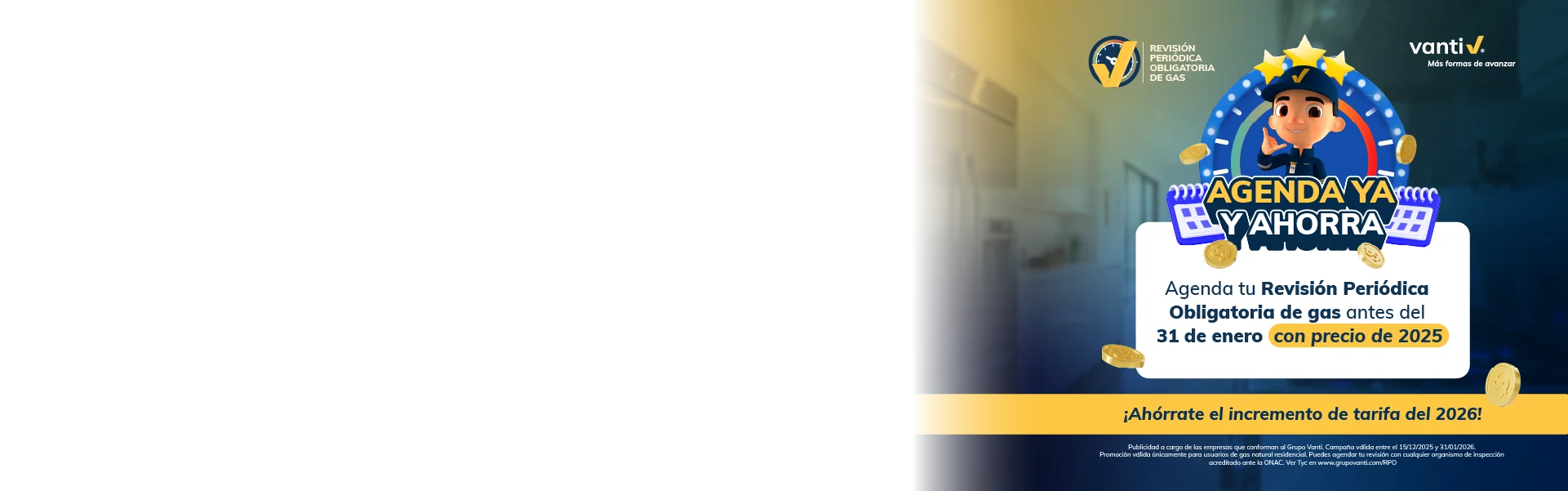 Ahorra en el precio de tu Revisión Periódica Obligatoria de gas