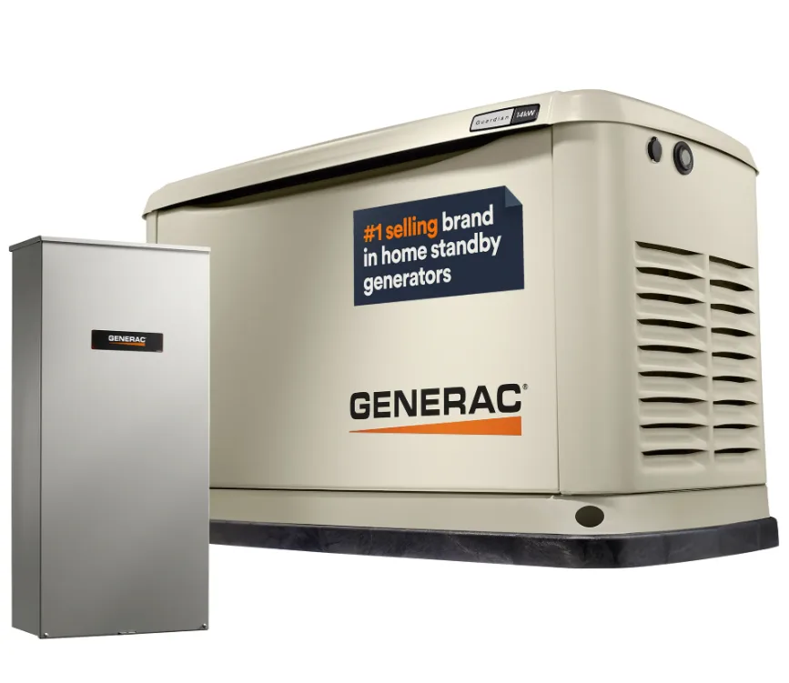 Planta eléctrica estacionaria de uso residencial a gas de 14 kW + transferencia