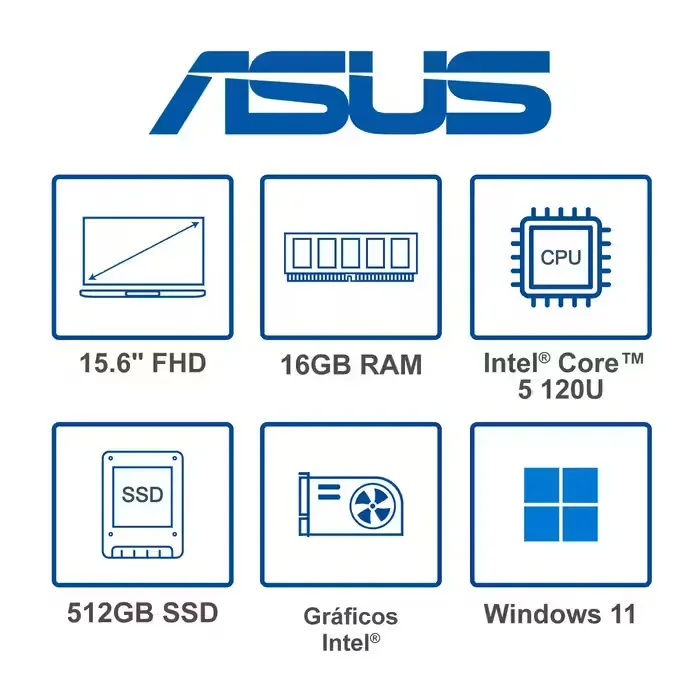 Computador Portatil ASUS Vivobook 15.6 Pulgadas Tactil Intel Core 5 RAM 16GB Disco SSD 512 GB X1504VA Azul