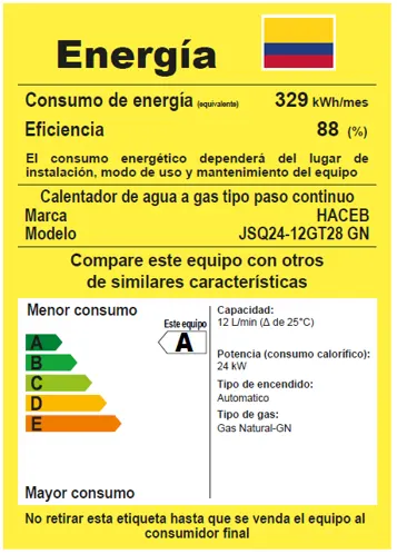 Especificaciones calentador de paso a gas 12 litros