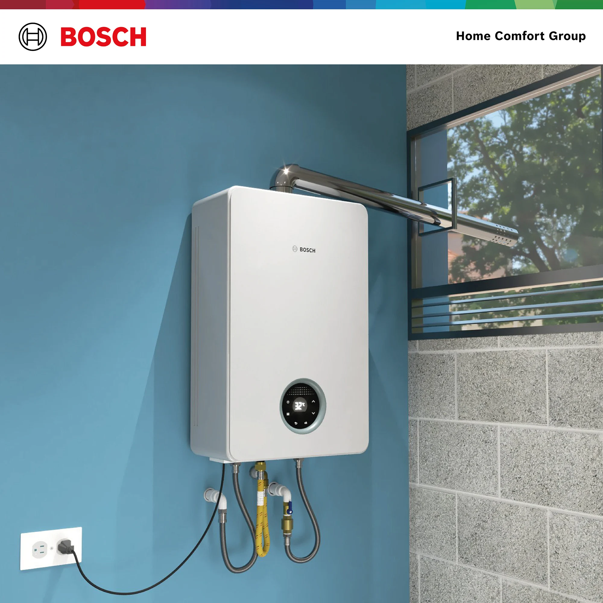 Calentador Bosch 21 litros vista lateral