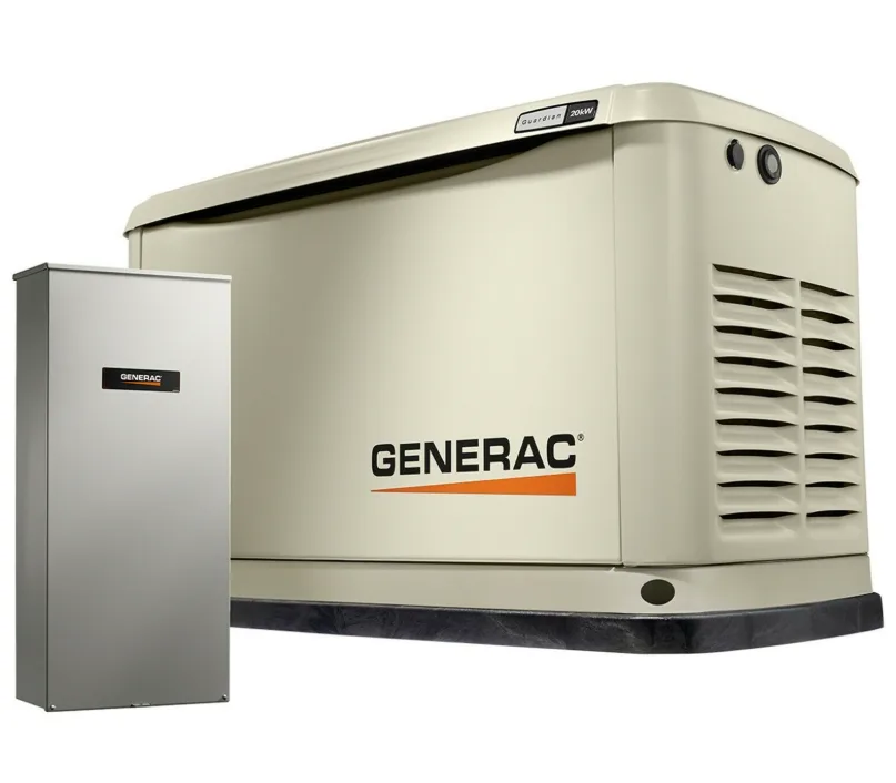 Planta eléctrica estacionaria de uso residencial a gas de 20 kW + transferencia