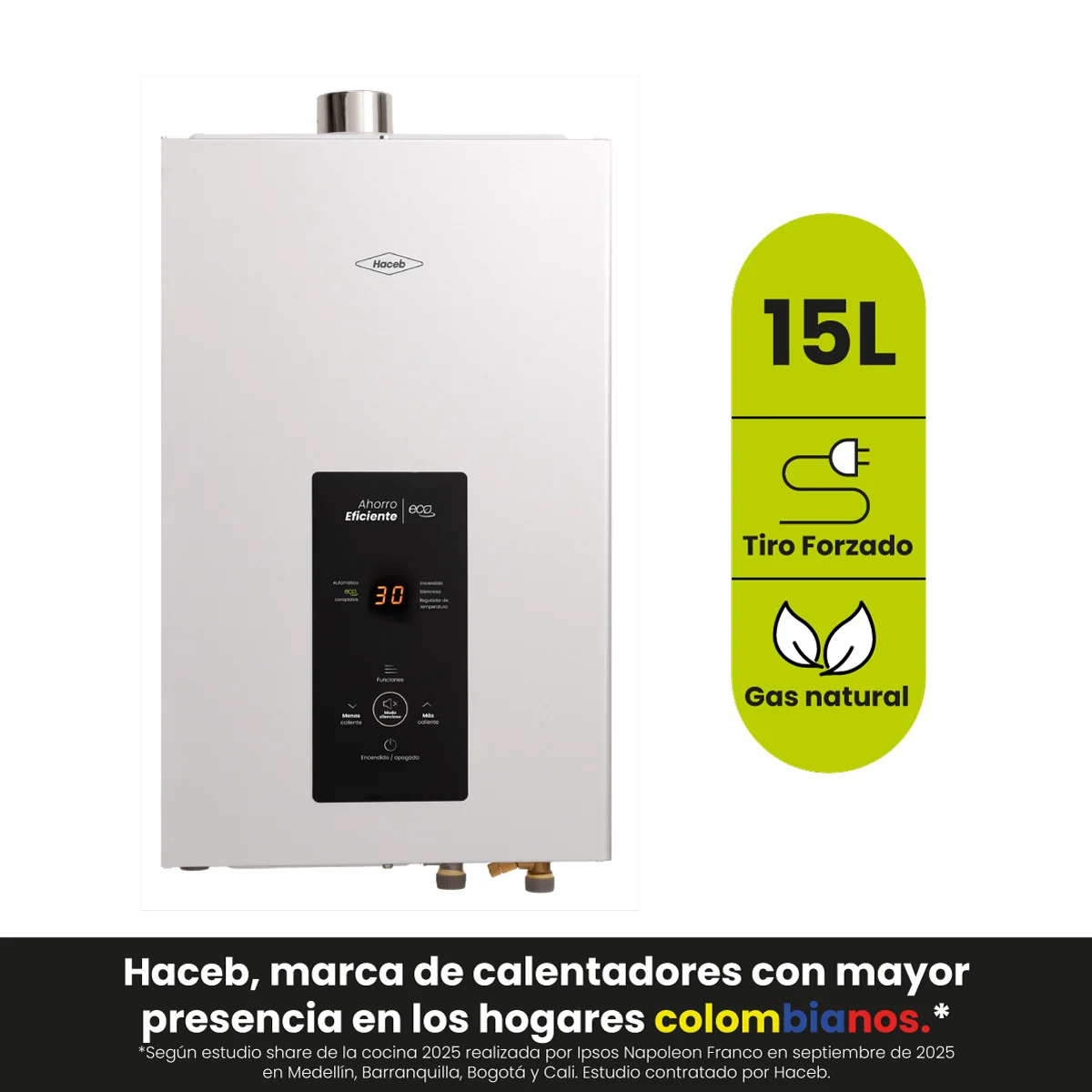 Calentador a gas 15 litros Haceb con capacidad y eficiencia energética