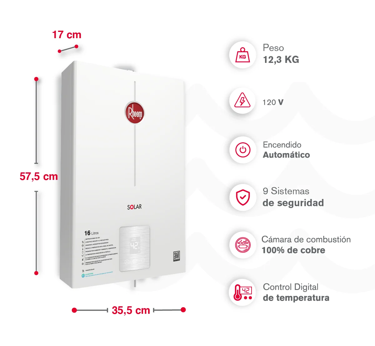 calentador 16 litros tiro forzado