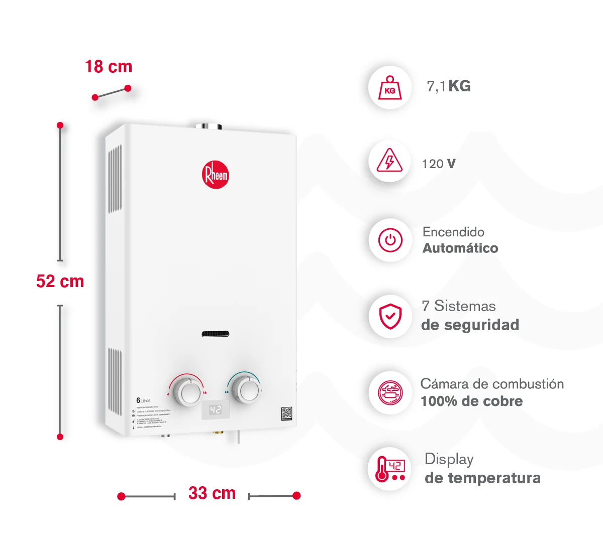 Caracteristicas calentador de agua de paso 