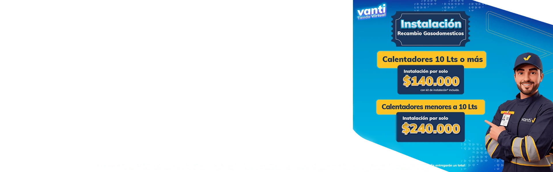 Banner: Compra tu calentador en Vanti Tienda Virtual