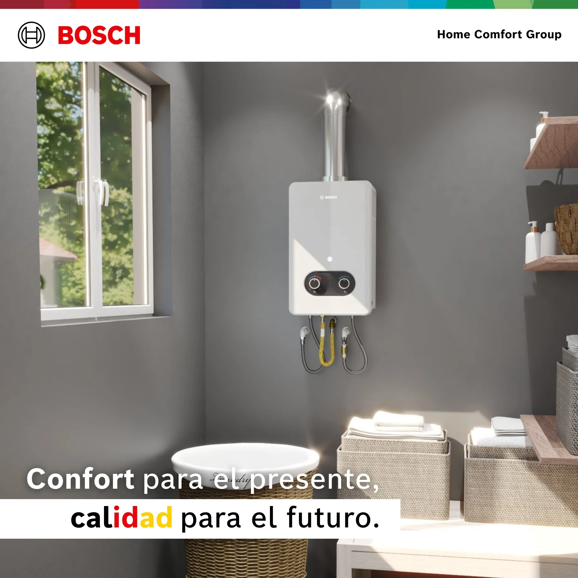 Calentador Bosch 5 litros render instalación
