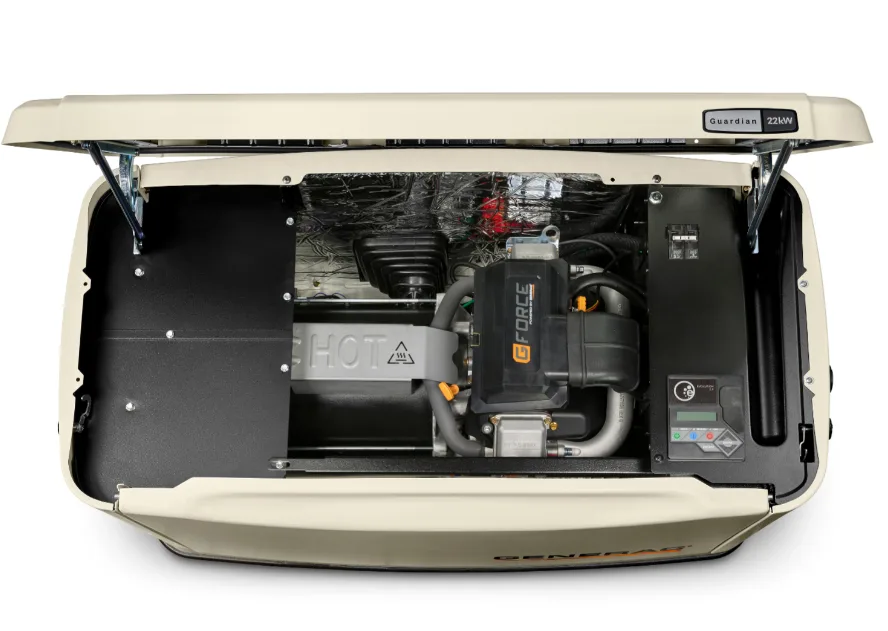 Planta eléctrica estacionaria de uso residencial a gas de 22 kW + transferencia