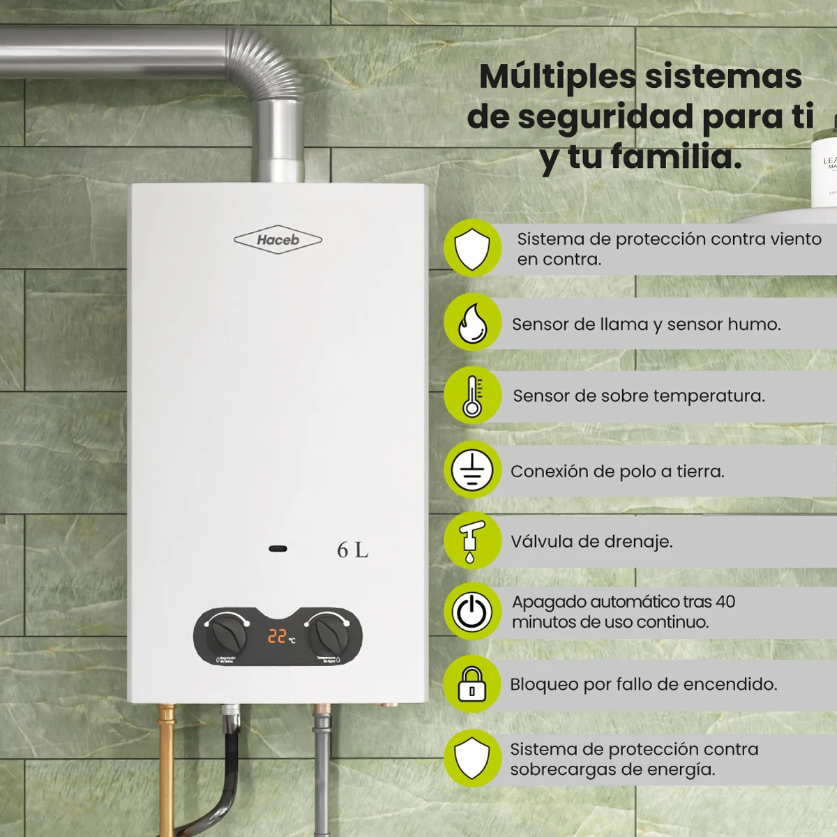 Sistemas de seguridad del calentador de paso a gas