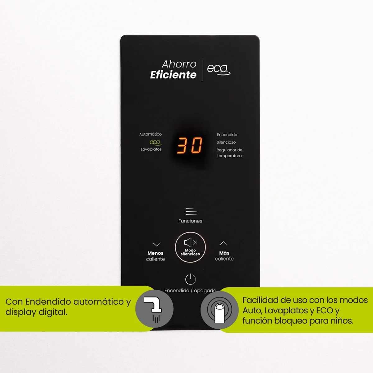 Panel de control digital y perillas del calentador Haceb 15 litros tiro forzado
