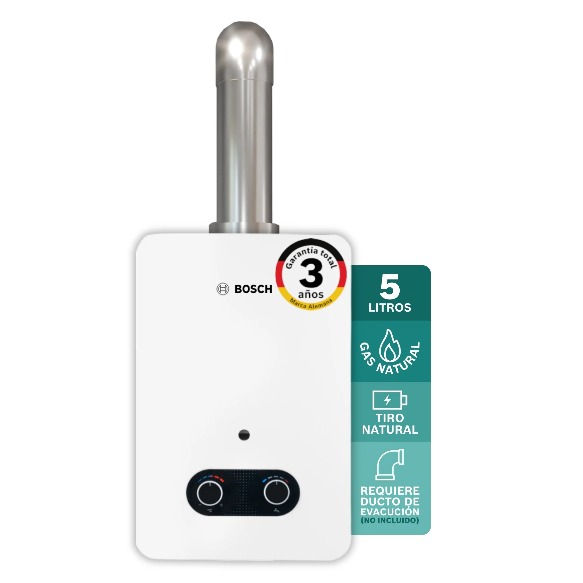 Calentador Bosch 5 litros fondo blanco