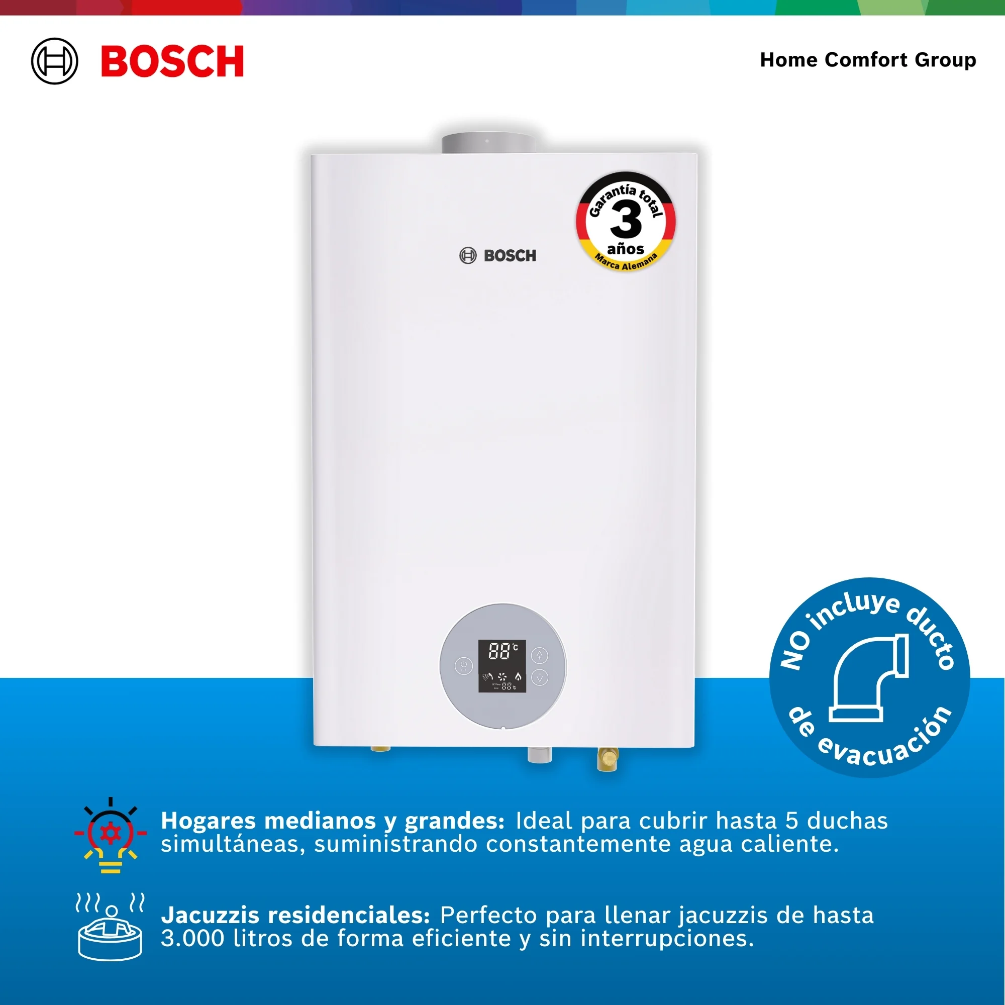 Calentador Bosch 26 litros en ángulo