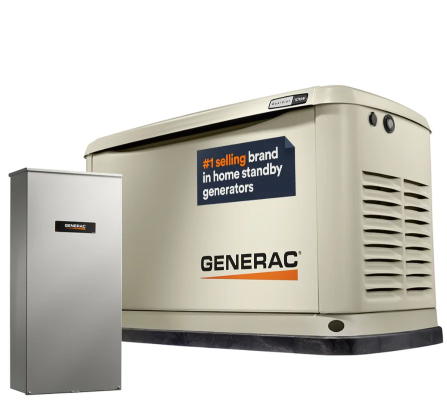 Planta eléctrica estacionaria de uso residencial a gas de 10 kW + transferencia