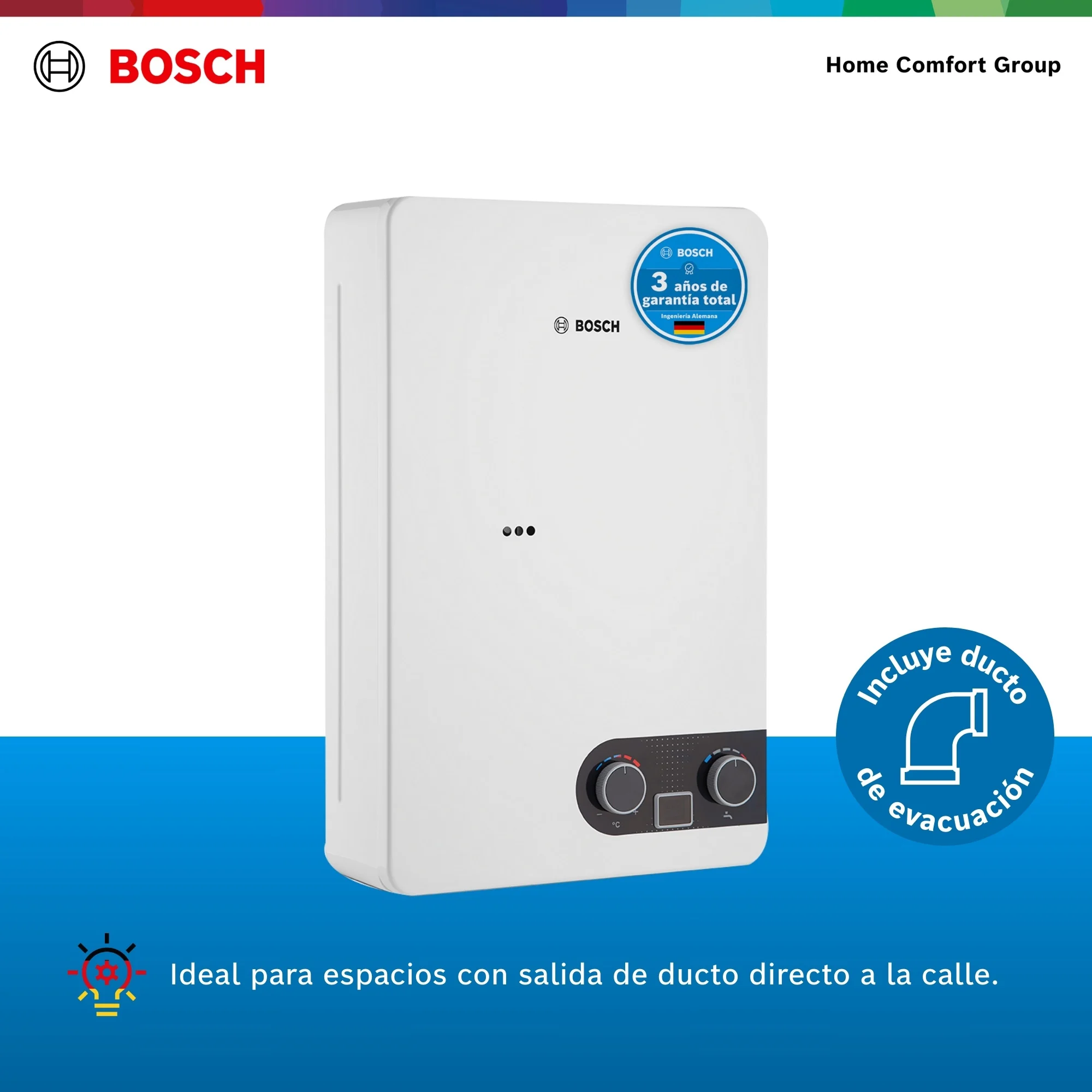 Detalle superior de calentador Bosch
