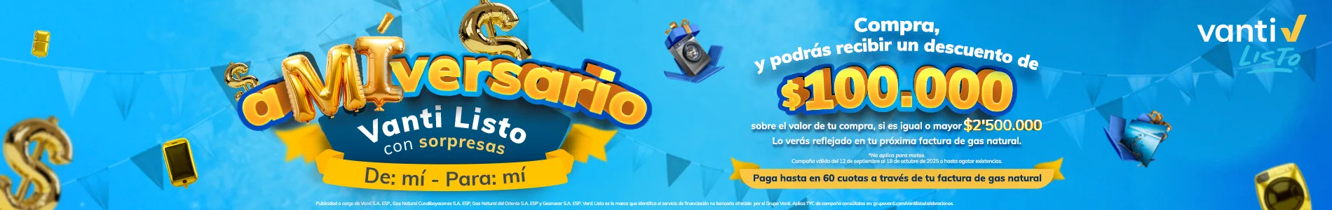 Amiversario Vanti Listo Banner Image