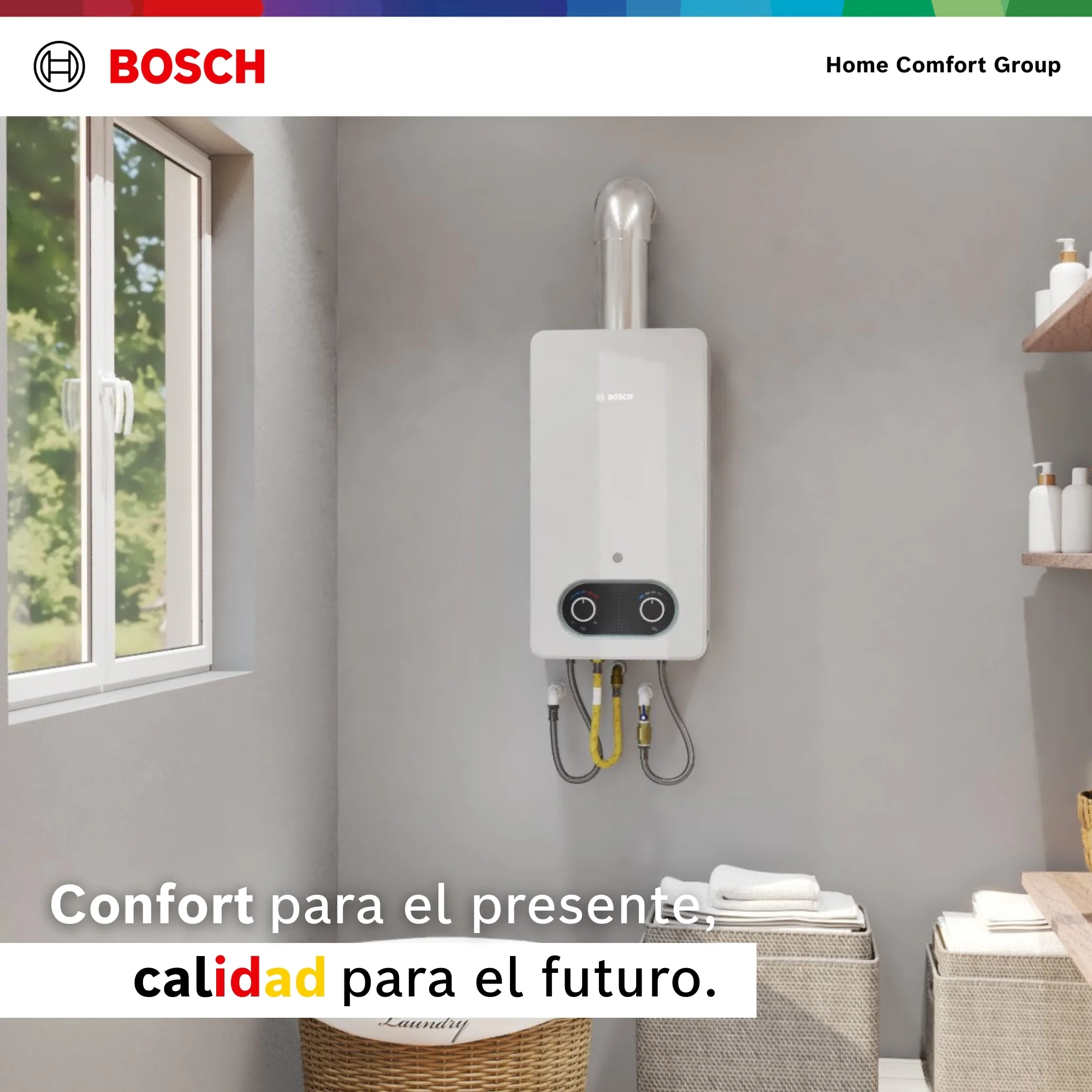 Render de instalación calentador Bosch