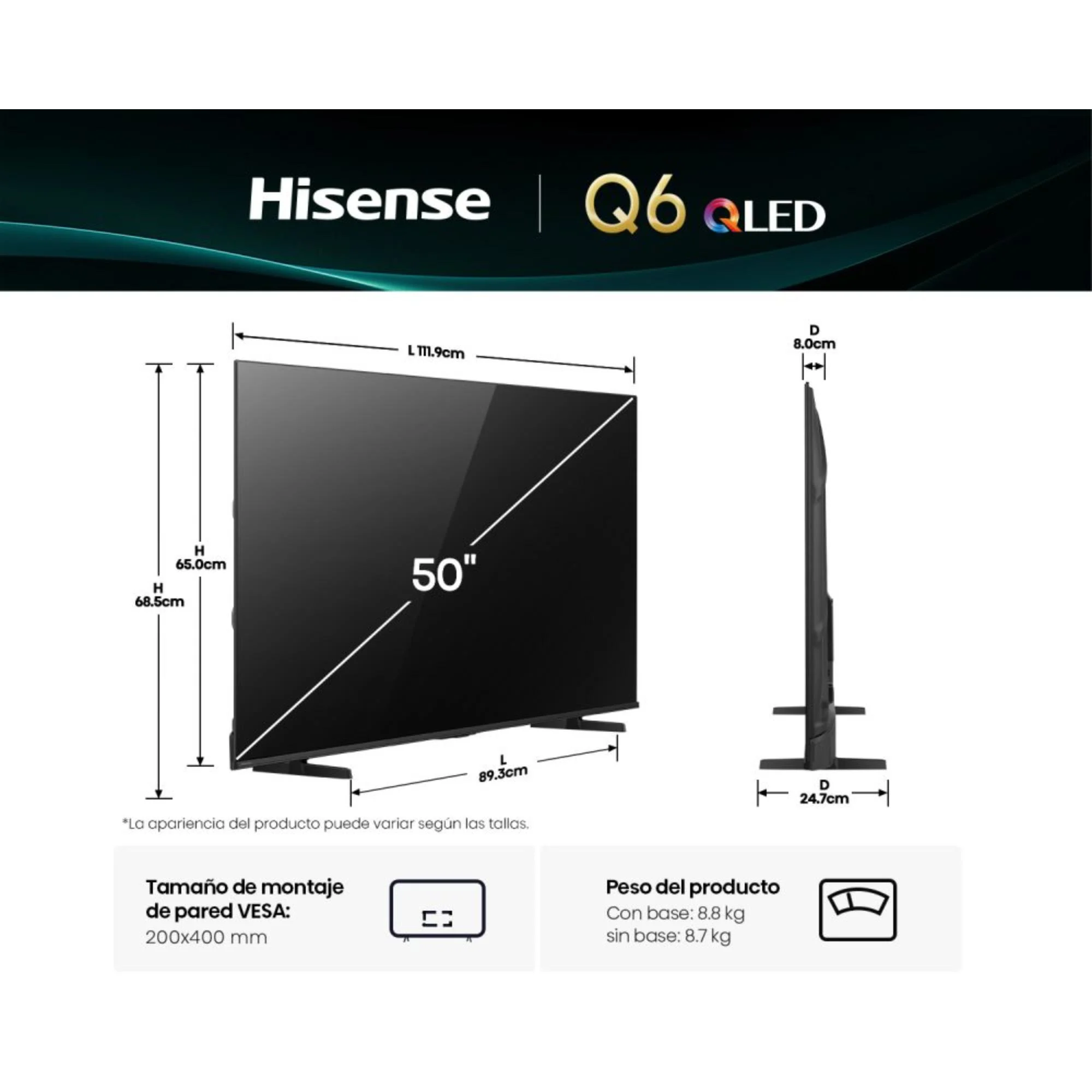 Televisor Hisense 50 Pulagdas Smart TV FHD 50QASV…