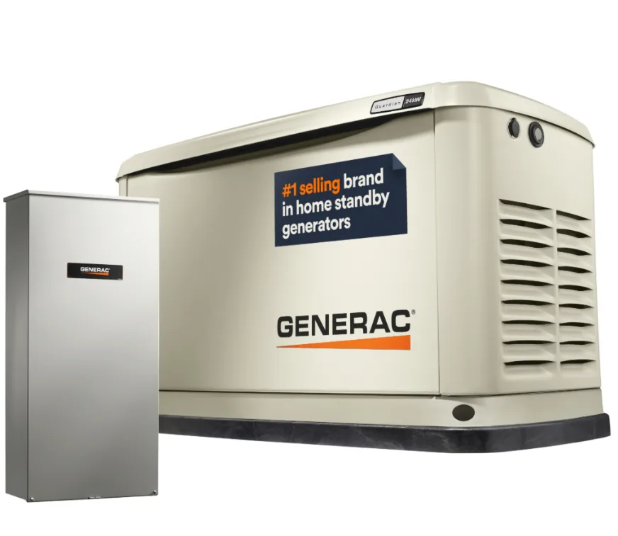 Planta eléctrica estacionaria de uso residencial a gas de 24 kW + transferencia