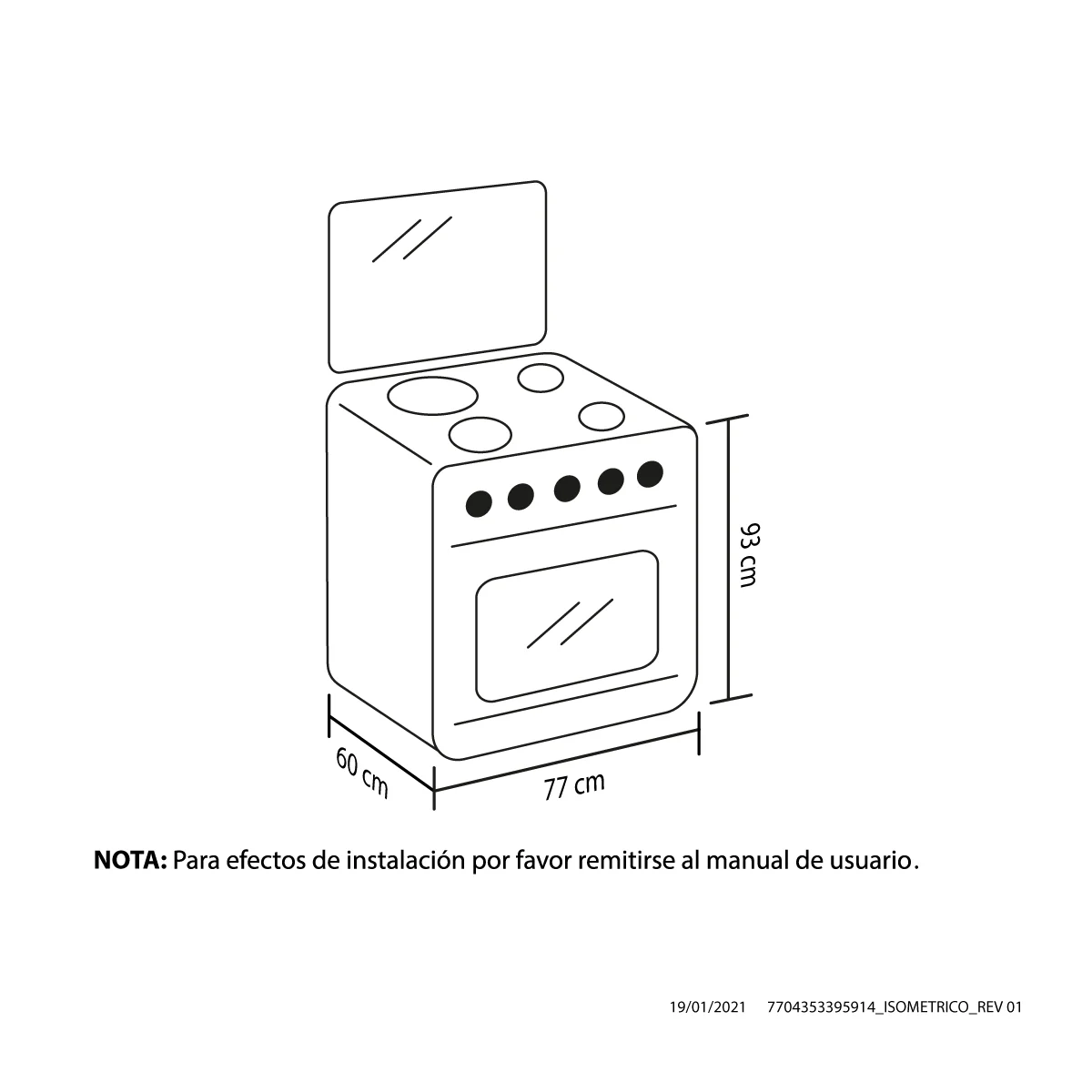 Estufa de empotrar 6 puestos medidas