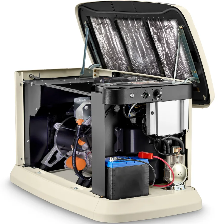 Planta eléctrica estacionaria de uso residencial a gas de 14 kW + transferencia