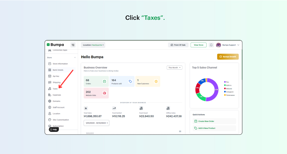 How to create and apply a tax on the Bumpa app