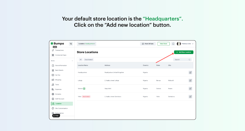 How to Create Multi-Locations on the Bumpa app 