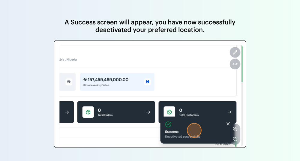 Deactivating a location on the Bumpa app