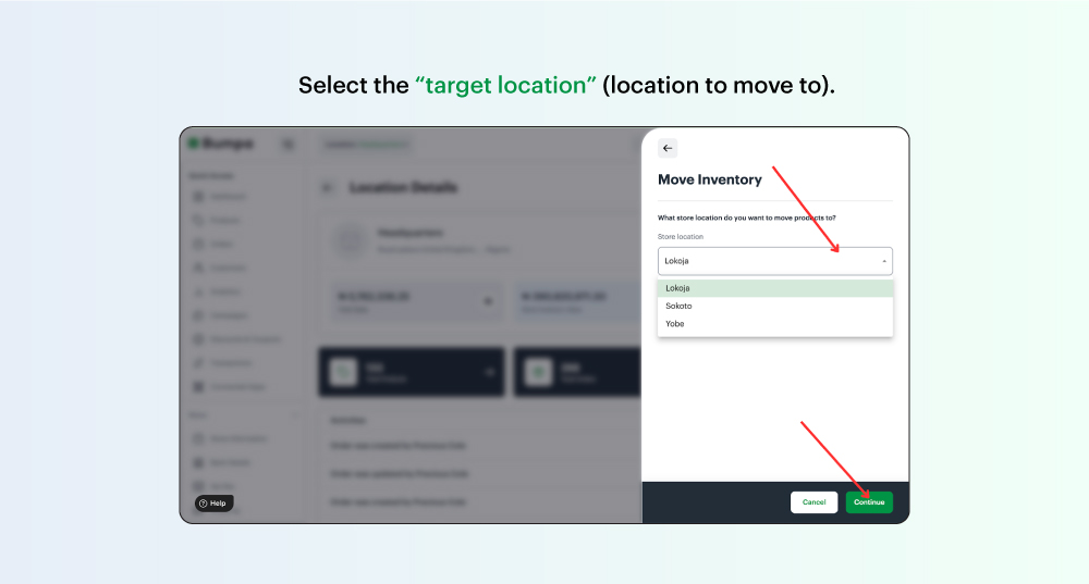 Moving products across locations on your Bumpa app