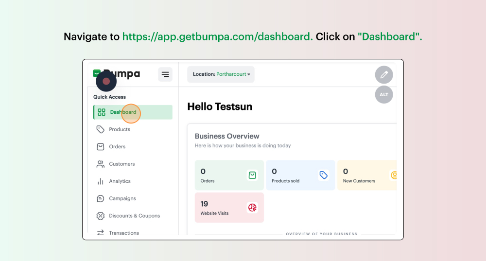 Sales analytics on the Bumpa app