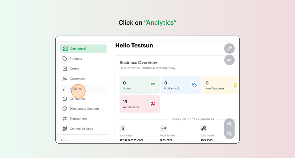 Sales analytics on the Bumpa app
