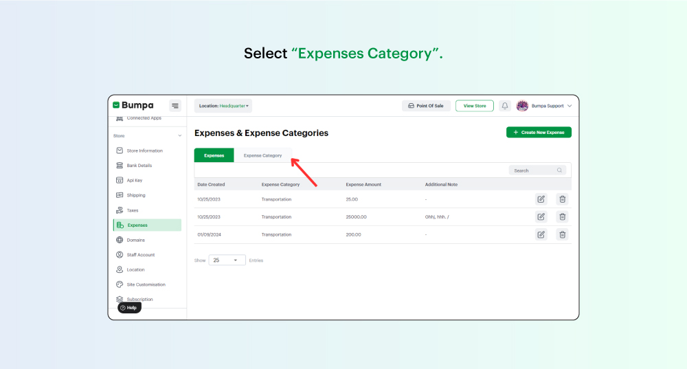 How to create an expense category