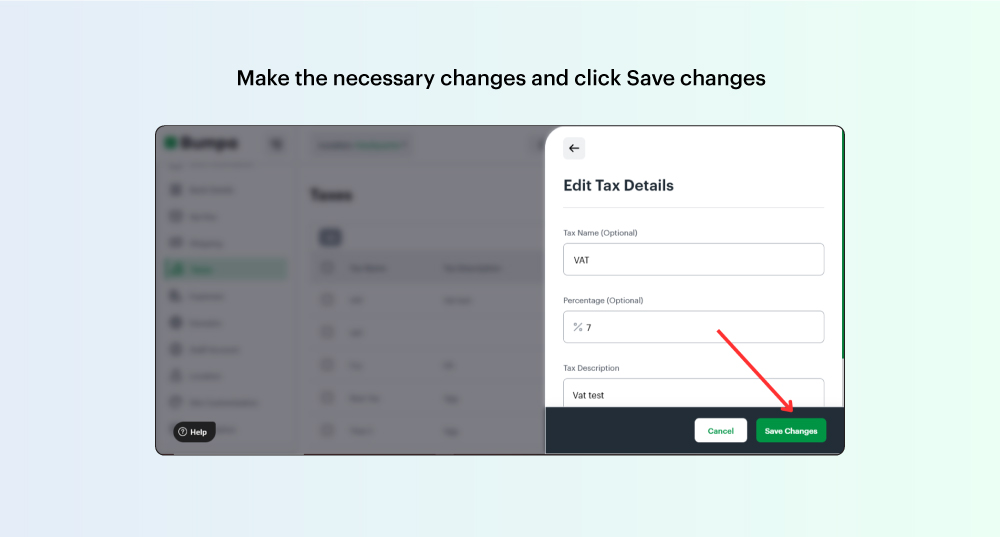 How to edit tax on the Bumpa app