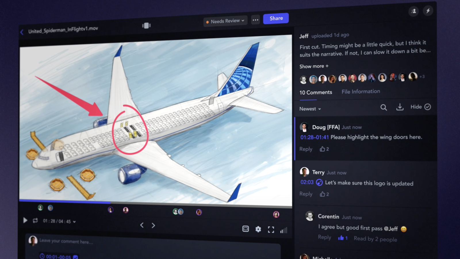Loom was able to get critical FAA feedback and approval right inside Frame.io for their United Airlines safety videos.