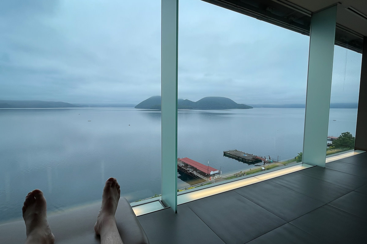 The view of Lake Toya from an Onsen hot spring